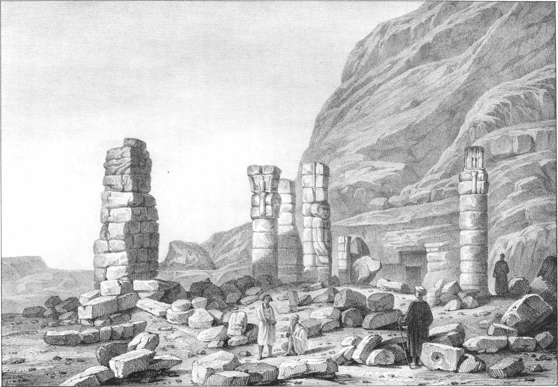 Original 1835 plate of ruins at Gebel Barkal in Sudan