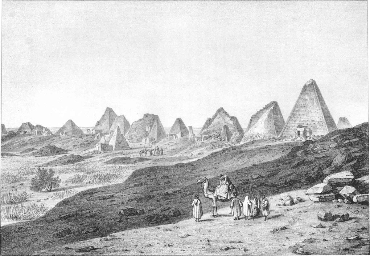 Original 1835 plate of the pyramids of Meroë in Sudan