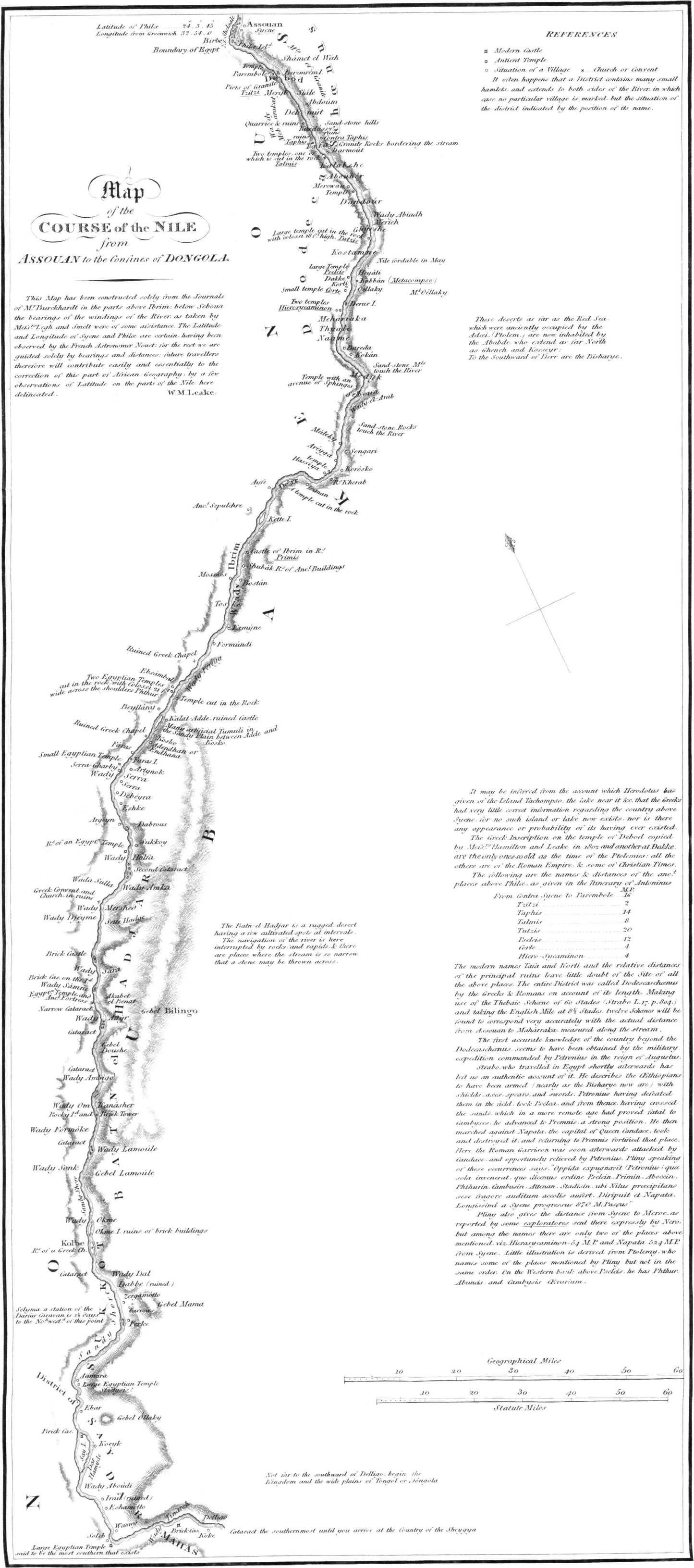 Original map of the Nile from Aswan to Dongola
