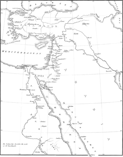 Original general route map from Travels in Nubia