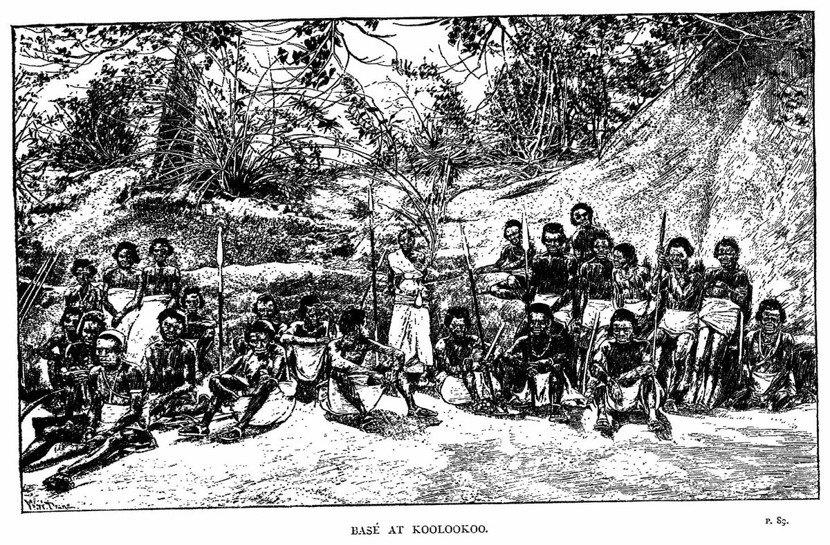Historical illustration titled Basé at Koolookoo from The Wild Tribes of the Soudan