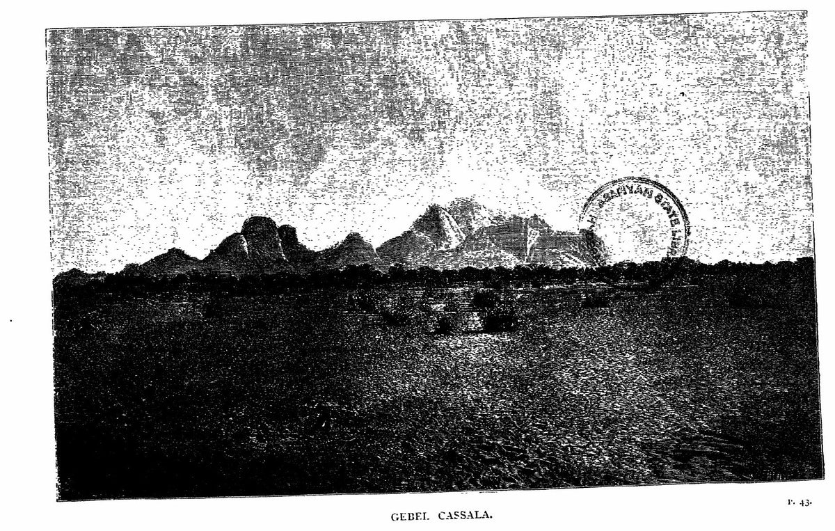 Historical illustration of Gebel Cassala from The Wild Tribes of the Soudan