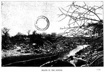Historical illustration of an island in the Settite from The Wild Tribes of the Soudan